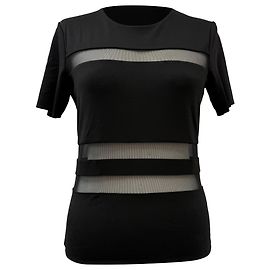 T Alexander Wang Mesh Accent T-Shirt in Black Rayon Black