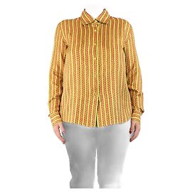 Prada Camicia in seta verde stampata - taglia UK 14 Verde
