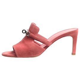 Hermès Sandales Kelly en daim rose - taille EU 38 Rose