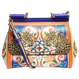 Dolce & Gabbana Borsa a spalla Sicilia in Maiolica multicolore e leopardata Multicolore