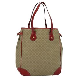 Céline CELINE Macadam Canvas Tote Bag PVC Beige Gold Auth 136536 Beige Golden