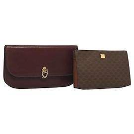 Céline CELINE Macadam Canvas Pouch Clutch Bag 2 Set Brown Auth yk18950 Marron
