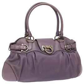 Sac à main Gancini en cuir violet Salvatore Ferragamo Auth 129700 Violet