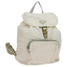 PRADA Backpack Nylon White Silver Auth 134573 Silvery White