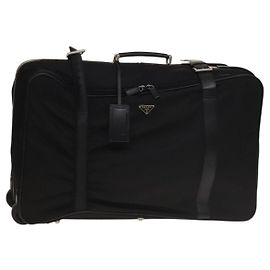 Valise PRADA Nylon Noir Argent Auth bs28547 Noir Argenté