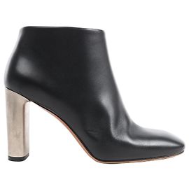 Céline Celine Phoebe Leather x Metal Heel Ankle Boots in Black, Size 38 EU Black