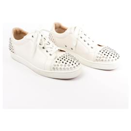 Christian Louboutin-Christian Louboutin Spike Studs Leather Sneakers in Ecru, Size 42.5 EU-Cream