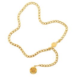 CHANEL - Ceinture Médaillon Chain ajustable Chanel en metal doré vintage Doré
