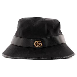 Gucci-GUCCI - Chapéu Fedora Gucci em lona GG preta (L)-Preto