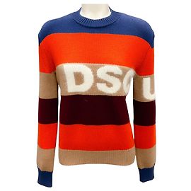 Suéter de lã tricotado com logo 2020 multicolorido laranja Dsquared2 Laranja