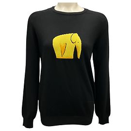 Suéter de lana de punto Loewe elefante negro / amarillo Negro