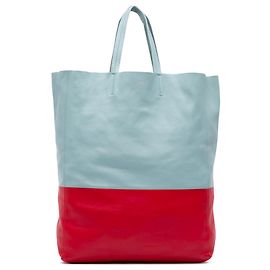 Céline Celine Blue Bicolor Leather Vertical Cabas Tote Blue Light blue