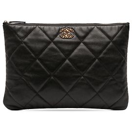 Clutch Chanel 19 O in pelle di capra nera grande Nero
