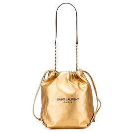 Borsa a secchiello Teddy Piccola in Agnello Metallico Dorato Saint Laurent D'oro