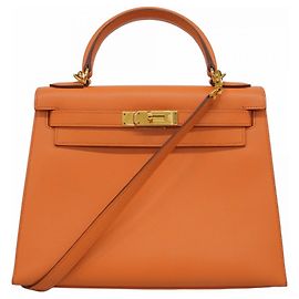 Borsa Hermès Kelly 28 in pelle mango Altro