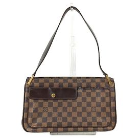 Bolsa de Ombro Damier Aubergine Louis Vuitton Marrom Damier ebene