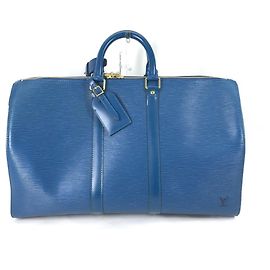 Borsa da viaggio Keepall 45 in pelle Epi Louis Vuitton Blu Altro