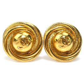 Boucles d'oreilles en métal doré Chanel Coco Mark Doré
