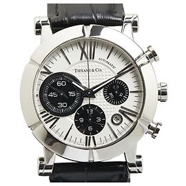 Tiffany & Co. Atlas Gent Strap Watch Black White