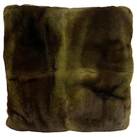 Hermès-Hermes Cushion Fur in Khaki Green-Brown,Khaki