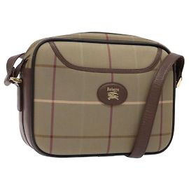 Autre Marque Bolsa de Ombro Burberrys Nova Check em Lona Caqui Dourado Auth BA4398 Dourado Caqui