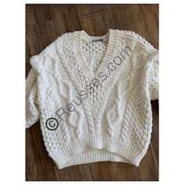 IRO Strickpullover mit V-Ausschnitt Ecru Größe S Andere