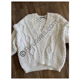 Pull en maille torsadée IRO col V écru S Autre