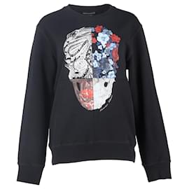 Schwarz Baumwoll-Pullover mit Patchwork-Schädel von Alexander McQueen Schwarz