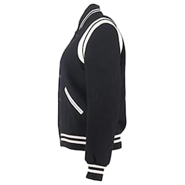 Saint Laurent- Saint Laurent Teddy Varsity Jacket in Black Wool-Black
