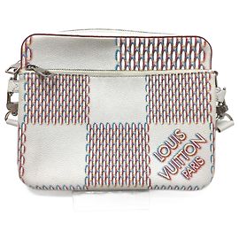 Louis Vuitton Damier Giant Spray Trio Umhängetasche Weiß Gelb