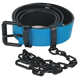 Louis Vuitton-Louis Vuitton Monogram Santur Signature Chain Carabiner Belt-Blue,Turquoise