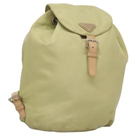 PRADA Backpack Nylon Beige Silver Auth bs28213 Silvery Beige