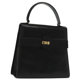 Borsa a mano Vala in pelle nera e oro Salvatore Ferragamo Auth BA4594 Nero D'oro