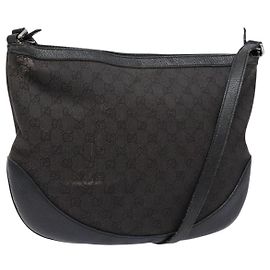 GUCCI GG Canvas Shoulder Bag Black Silver 272380 Auth sw1237 Black Silvery