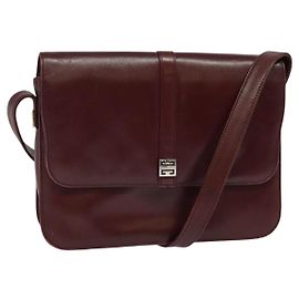 Givenchy Bolso de Hombro de Cuero Burdeos Auth bs28548 Burdeos