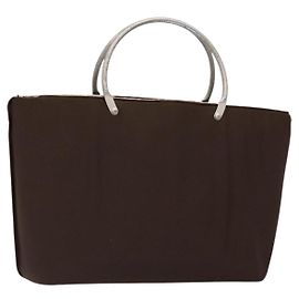 CHANEL Handtasche aus Nylon braun silber CC Auth bs28458 Braun Silber