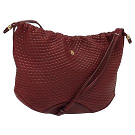 BALLY Bolsa de Ombro de Couro Vermelha Dourada Auth 129654 Vermelho Dourado