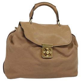 Chloé Sac à main Chloe Elsie en cuir beige doré Auth BA4409 Beige Doré