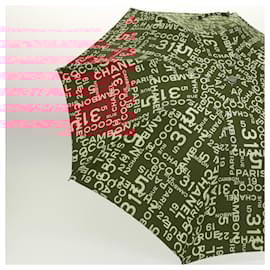 Chanel-CHANEL Bysy Line Umbrella Canvas Red CC Auth bs28255-Red