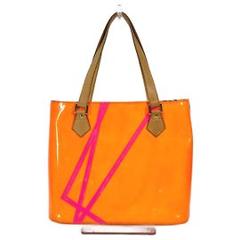 Louis Vuitton Monogram Vernis Fluo Houston Tote Bag Pink Orange