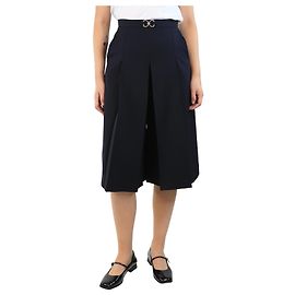 Sandro Navy blue pleated wool-blend cullottes - size UK 8 Blue