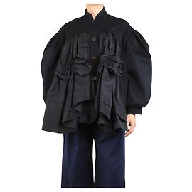 Simone Rocha Schwarze Taft-Jacke mit Puffärmeln - Größe UK 10 Schwarz