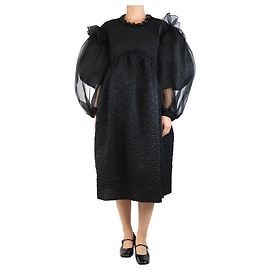 Simone Rocha Robe midi en cloque noire à manches bouffantes - taille UK 10 Noir
