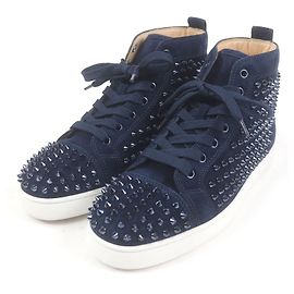 Baskets en Suède LOUIS FLAT de Christian Louboutin Bleu Bleu Marine