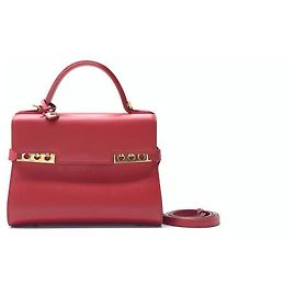 Bolso de hombro de cuero de ternera Tempete de Delvaux Roja