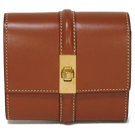Céline Celine 16 Small Trifold Wallet Satin Calfskin Trifold Wallet Brown Beige