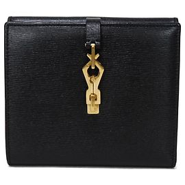 Carteira Compacta Gucci Jackie em Couro de Bezerro Preto