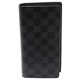 Cartera Larga Brazza Damier Graphite de Louis Vuitton Negro