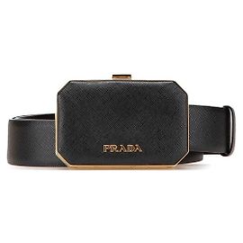 Prada Vanity Case Saffiano Leather Belt Black