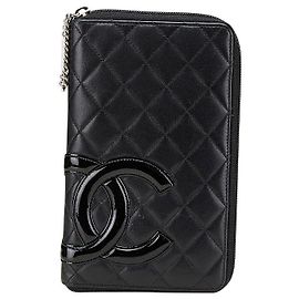 Chanel Cambon Line Lambskin Long Wallet Black